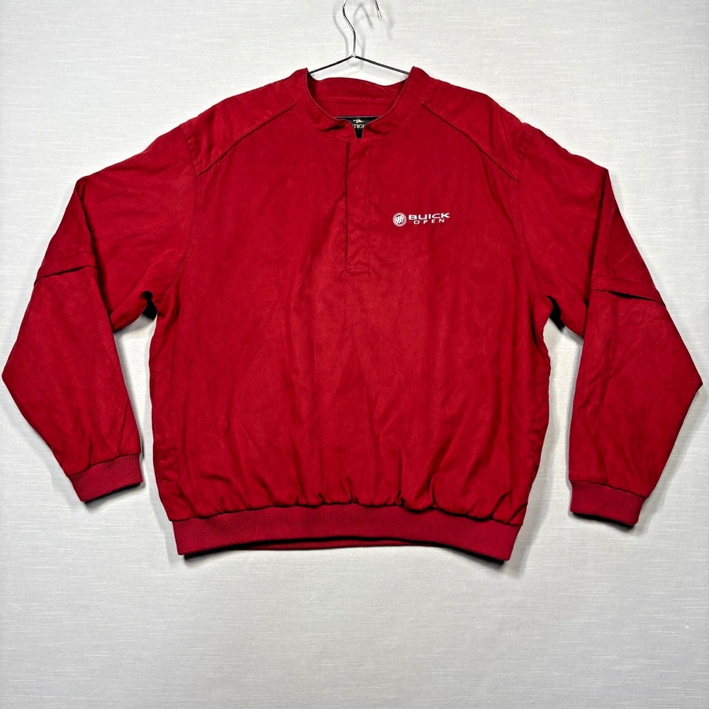 Vintage Buick Open Pullover Windbreaker Jacket Men L Red Convertible Sleeve